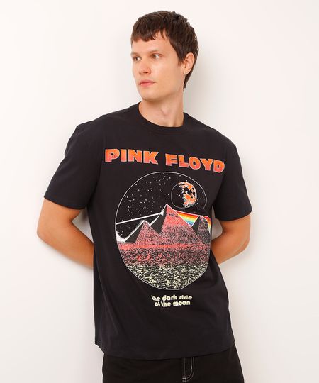 camiseta relaxed manga curta pink floyd preta P camiseta relaxed manga curta pink floyd preta P