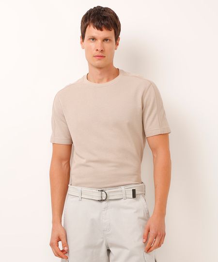 camiseta comfort manga curta bege GG