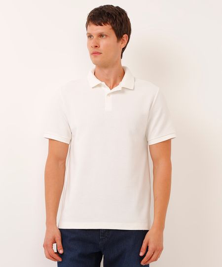 polo comfort com botão texturizada off white M polo comfort com botão texturizada off white M