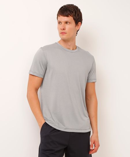 camiseta manga curta barra arredondada esportiva ace cinza P