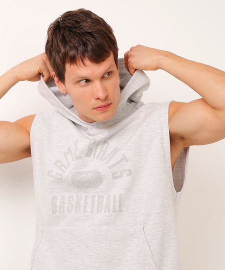 regata basquete com capuz game giants esportiva ace cinza P