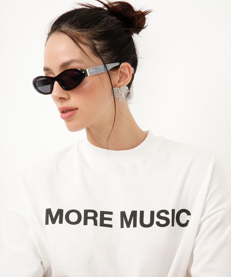 camiseta de algodão com fenda more music off white P