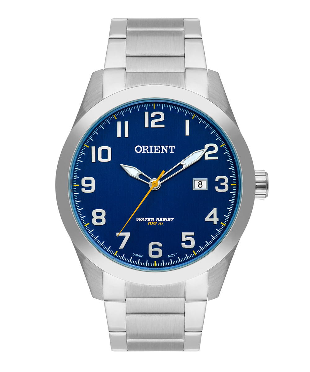 relógio masculino orient analógico calendário mbss1360 d2sx prateado