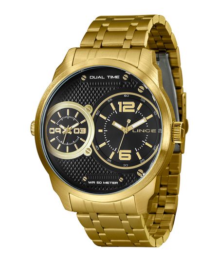 relógio duo analógico lince MRGH162L dourado UNICO relógio duo analógico lince MRGH162L dourado UNICO