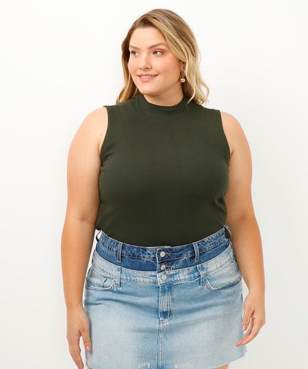 regata plus size gola alta verde militar GG1 regata plus size gola alta verde militar GG1