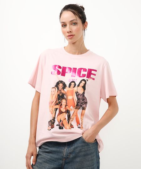camiseta de algodão manga curta spice girls rosa PP camiseta de algodão manga curta spice girls rosa PP