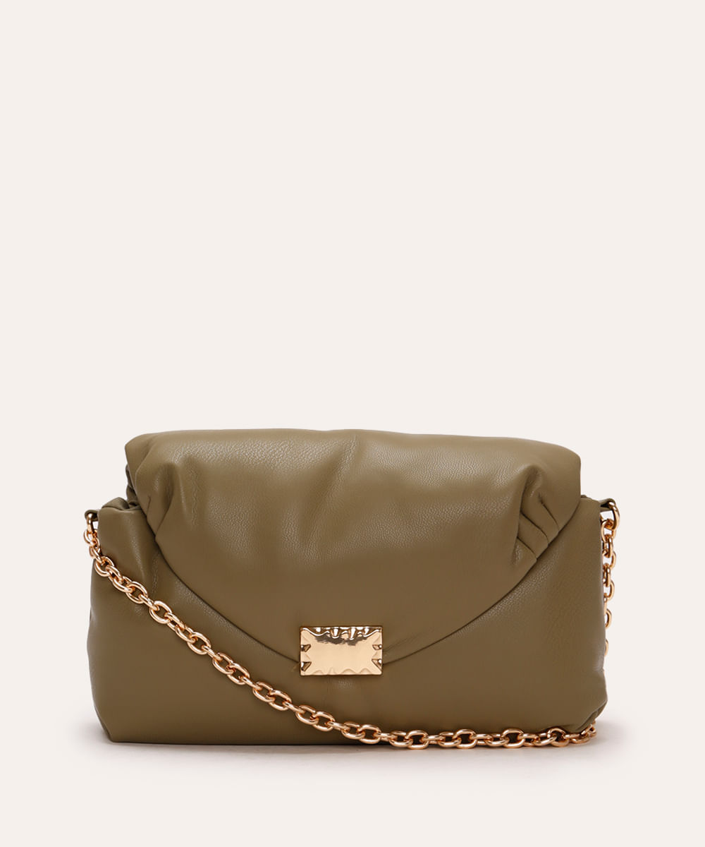 bolsa crossbody com fecho de metal verde