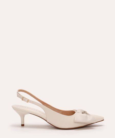 scarpin salto baixo fino com laço oneself off white 35