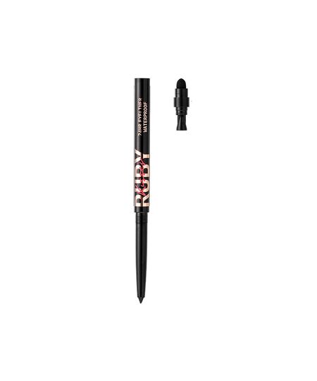lápis retrátil ruby kisses em gel à prova d'água blackest black preto UNICO