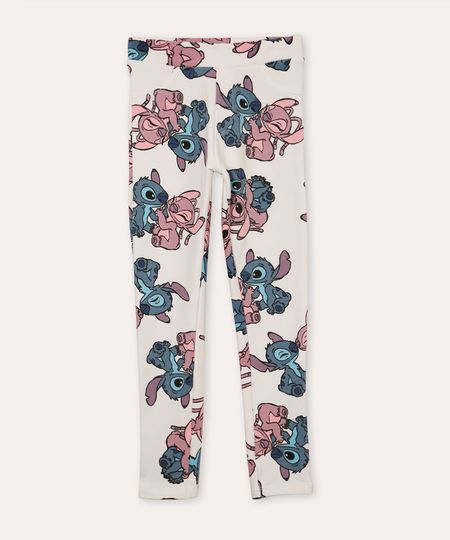 calça legging de moletom infantil stitch off white 4