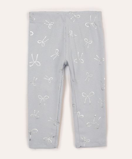 calça legging de algodão infantil laços azul 1
