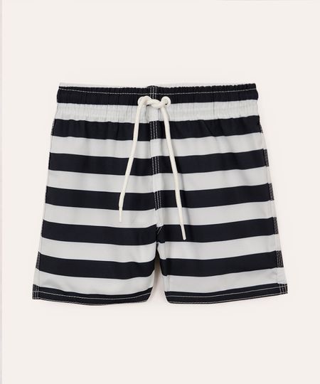 short infantil listrado com cordão azul 5