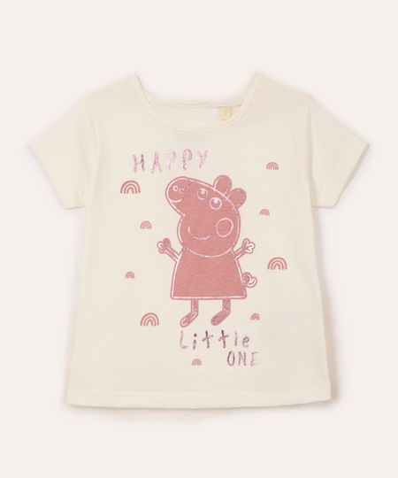 camiseta de algodão infantil peppa pig off white 1 camiseta de algodão infantil peppa pig off white 1