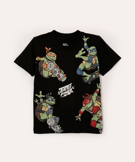 camiseta de algodão infantil tartarugas ninja preta 6
