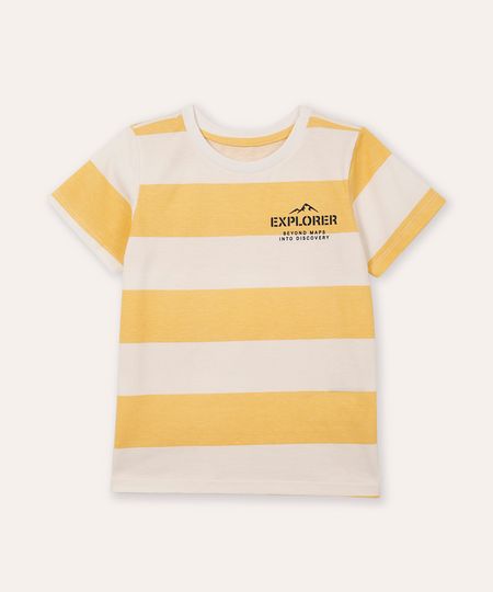 camiseta de algodão infantil listrada explorer amarela 2