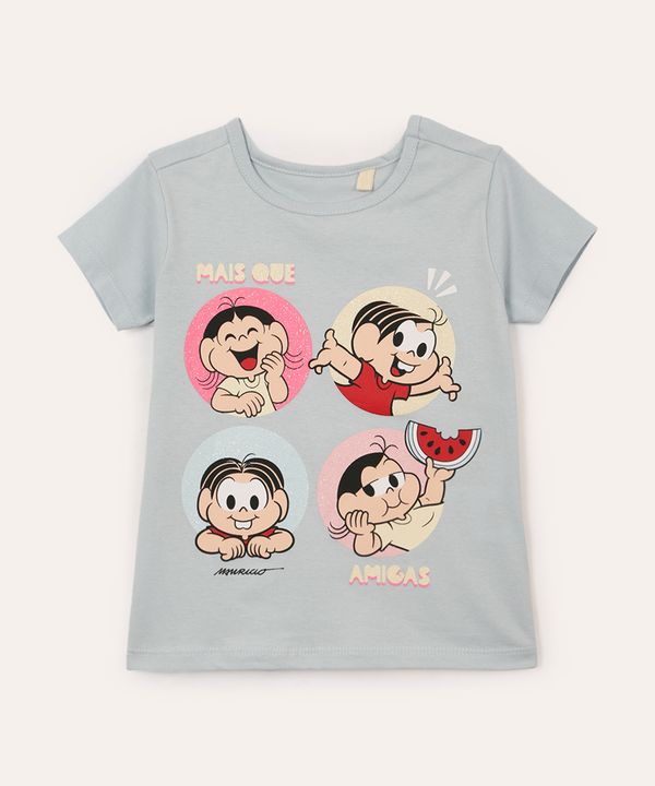 camiseta de algodão infantil turma da mônica azul claro 3