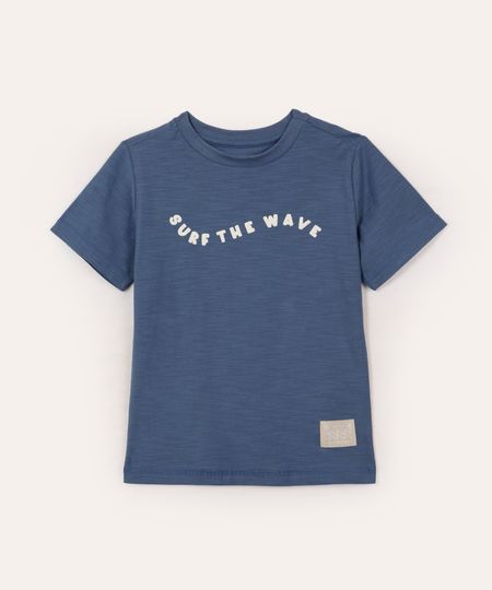 camiseta de algodão infantil flamê surf azul 6