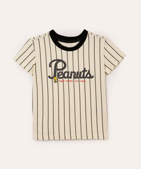 camiseta de algodão infantil snoopy listrado off white 5