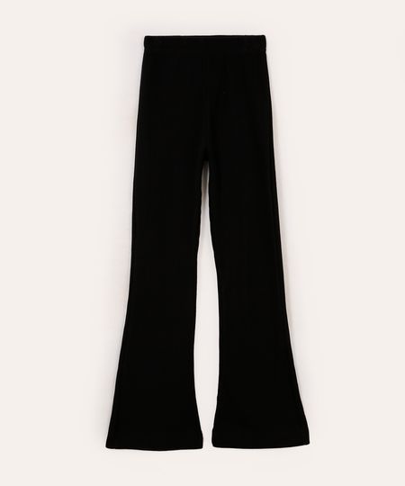 calça flare de algodão juvenil canelada preto 10