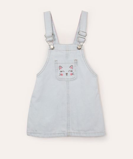salopete jeans infantil gatinho azul 1