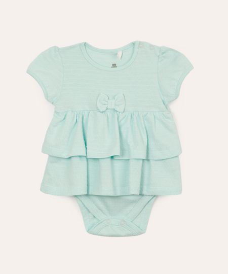 body com saia infantil babados verde 9-12