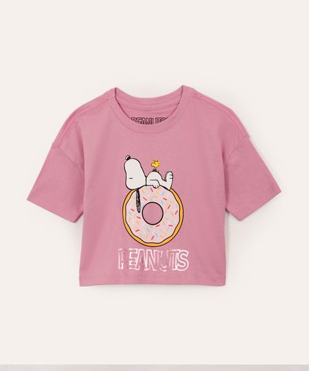 cropped de algodão infantil snoopy donnuts rosa 4