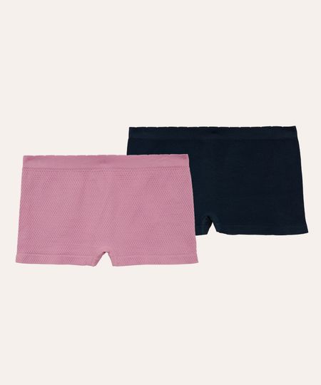 kit de 2 calcinhas texturizadas boyshort colorido M