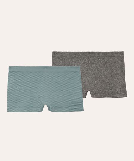 kit de 2 calcinhas boyshort texturizado colorido M