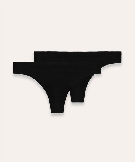 kit de 2 calcinhas fio dental de poliamida preto M