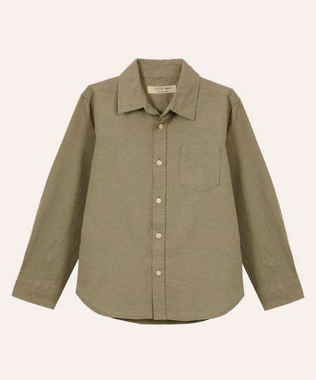 camisa infantil com linho manga longa verde 8