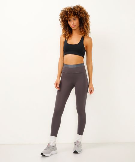 calça legging cintura alta com bolso esportiva ace cinza GG