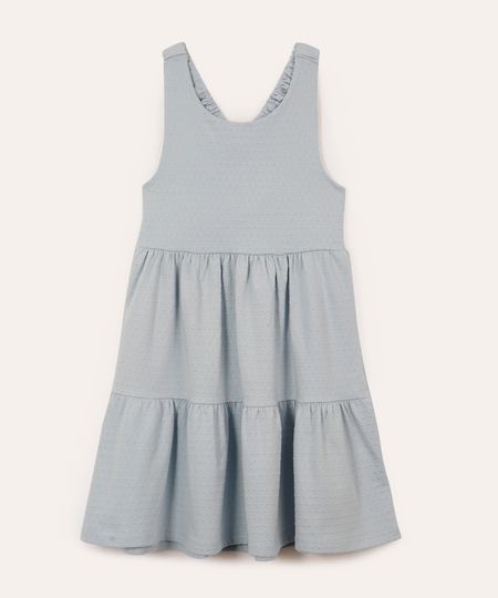 vestido midi infantil alça franzida e texturizado - azul claro 8