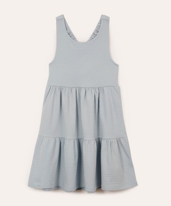 vestido midi infantil alça franzida e texturizado - azul claro 8
