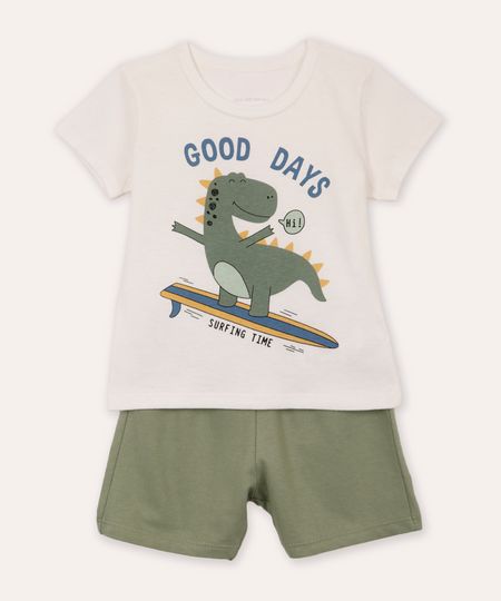 conjunto de algodão infantil dinossauro good days branco 2