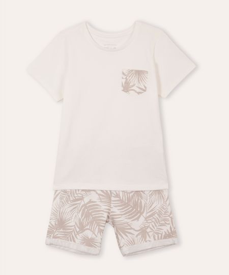 conjunto de algodão infantil folhagens bege 1 conjunto de algodão infantil folhagens bege 1