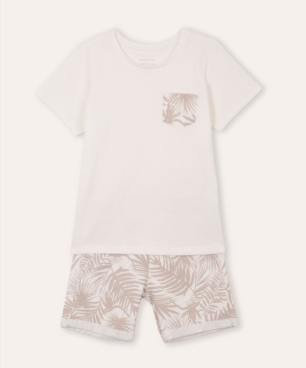 conjunto de algodão infantil folhagens bege 4