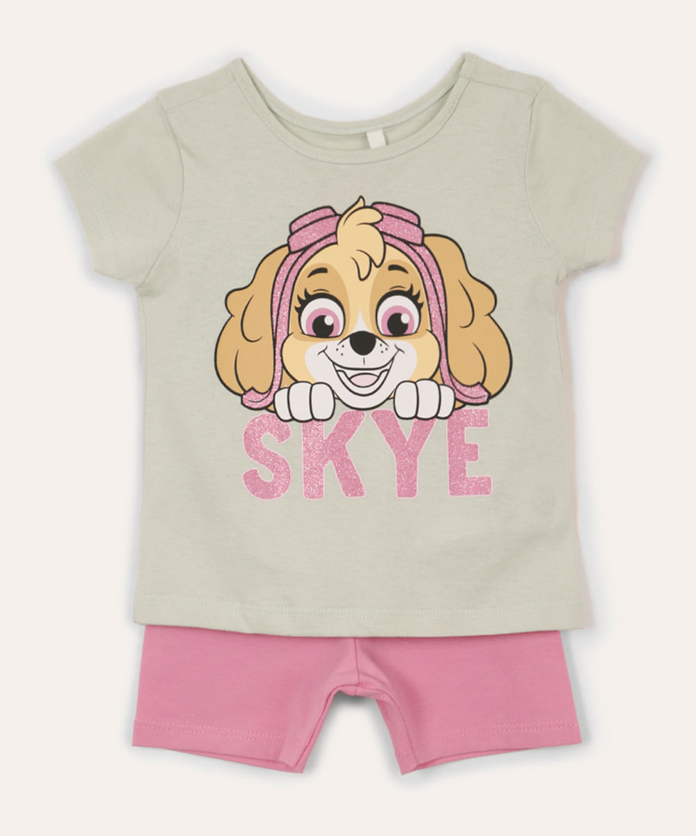 conjunto de algodão infantil patrulha canina verde
