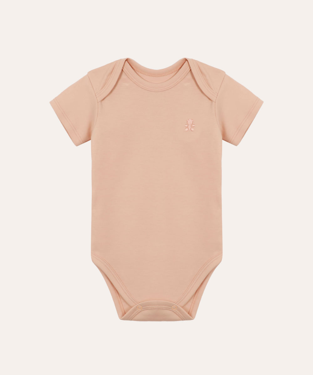 body de algodão peruano infantil manga curta rosa