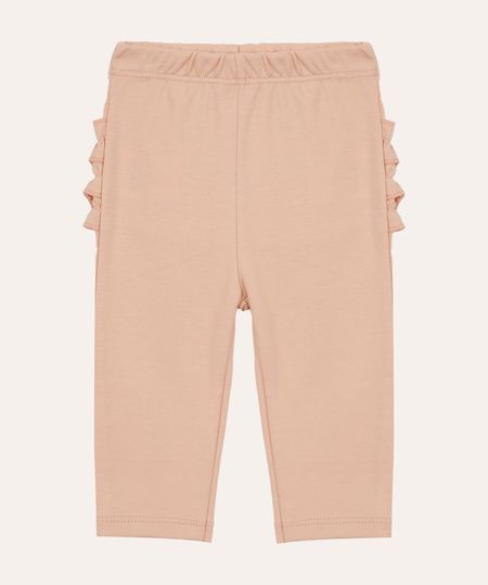 calça infantil de algodão peruano com fru fru rosa 3-6