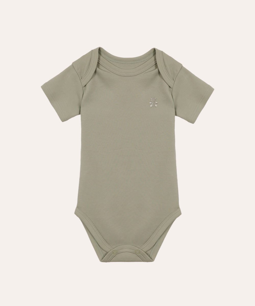 body de algodão peruano infantil manga curta verde