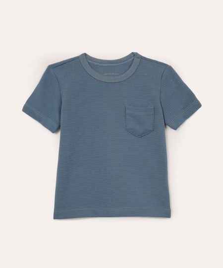 camiseta infantil texturizada com bolso manga curta azul 4