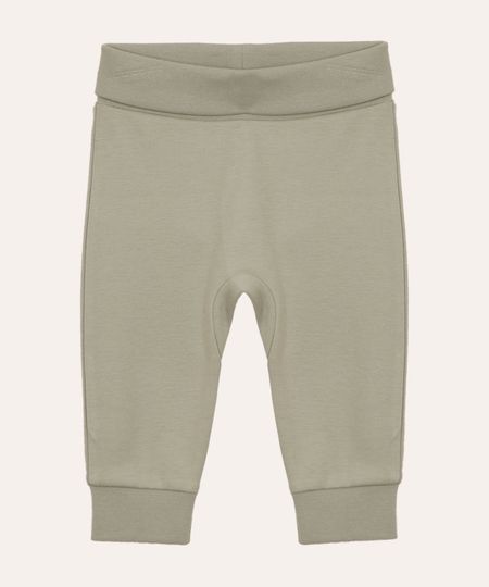 calça saruel infantil de algodão peruano cós e barra dobrável verde 6-9 calça saruel infantil de algodão peruano cós e barra dobrável verde 6-9