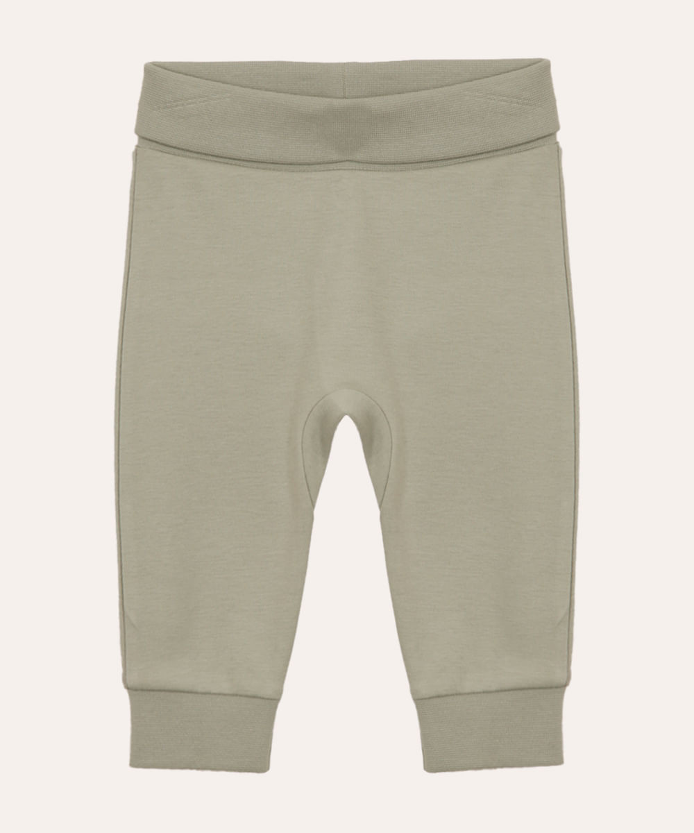 calça saruel infantil de algodão peruano cós e barra dobrável verde