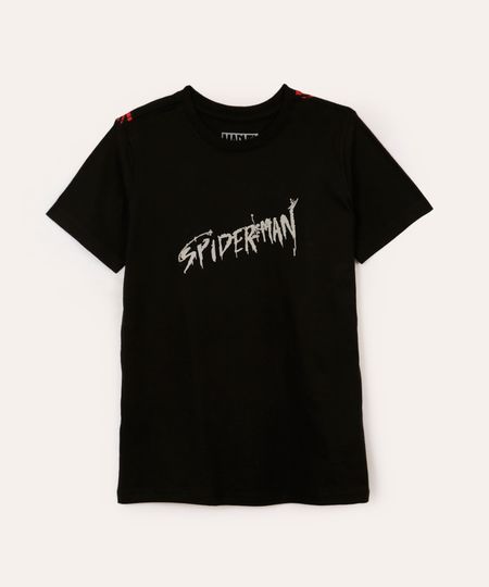 camiseta de algodão juvenil homem aranha preta 16