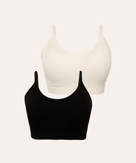 kit de 2 sutiãs sem costura bojo removível colorido P
