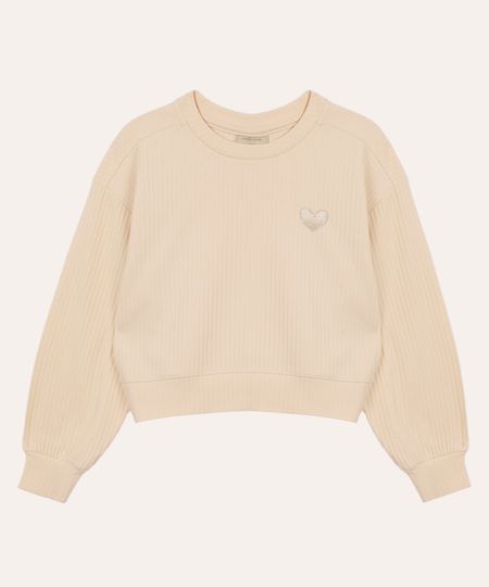 blusa de algodão infantil canelada coração bege 4 blusa de algodão infantil canelada coração bege 4