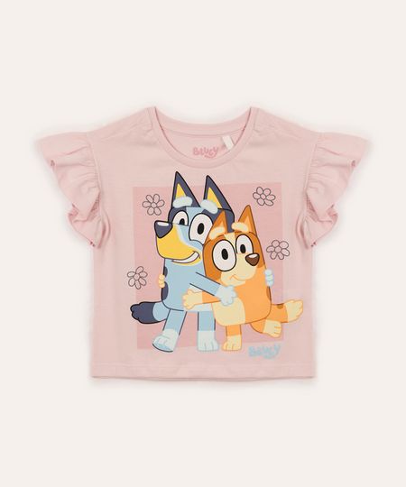 blusa de algodão infantil bluey rosa 1