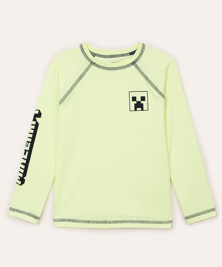 camiseta infantil minecraft manga longa proteção uv verde 6