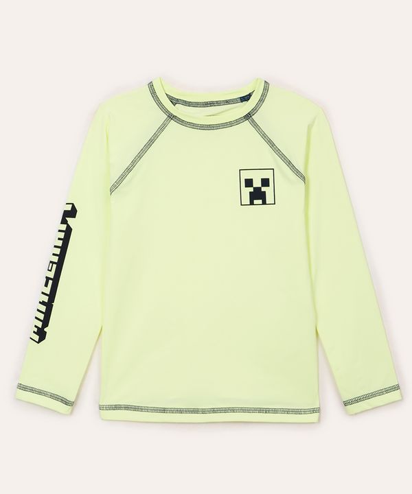 camiseta infantil minecraft manga longa proteção uv verde 10