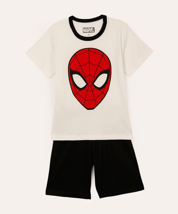 pijama infantil curto de algodão homem aranha off white 2